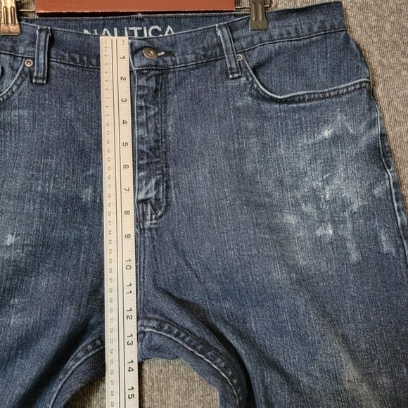 Nautica Jeans Mens 38x30* Blue Dark Wash Relaxed Straight Fit Distressed - Picture 4 of 16